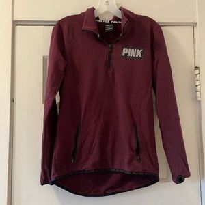 PINK Maroon Halfzip Flourscent Half Zip Jacket!